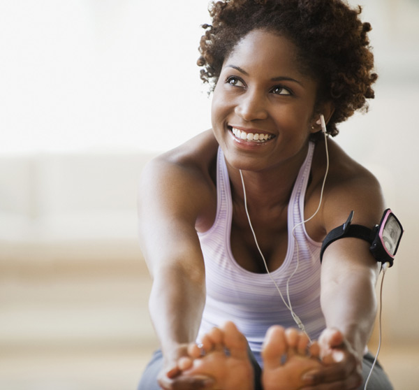 Woman stretching before workout