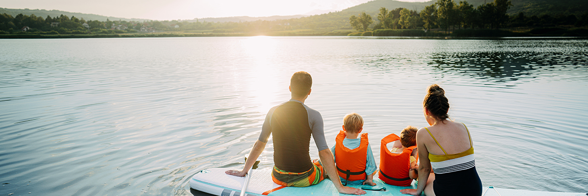 Family enjoying Spring Break on a lake